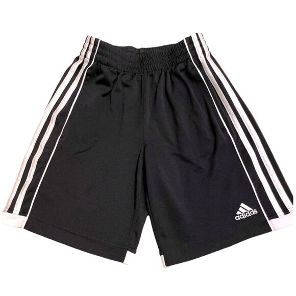 Adidas Black White Stripes Closed Hole Mesh Shorts Pockets Size M 10/12 - Picture 1 of 5